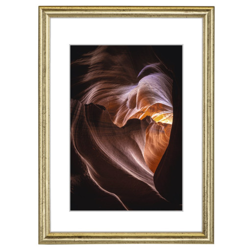 Holz-Bilderrahmen Phönix Normalglas gold, 21 x 29,7 cm