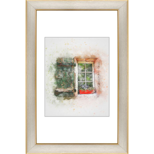 Wechselrahmen Popup Elegant, Silber mit gelben Kanten, 29,7 x 42,0cm Normalglas