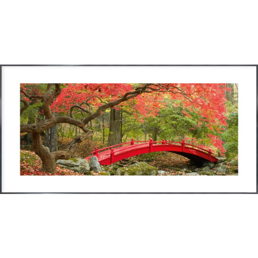 Nielsen Gerahmtes Bild „Rote Brücke im Wald“ 100,0 x 50,0 cm