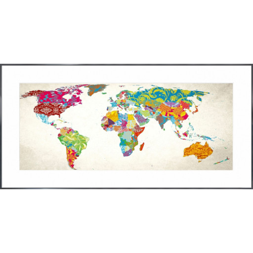 Nielsen Gerahmtes Bild „World Map“ 100,0 x 50,0 cm