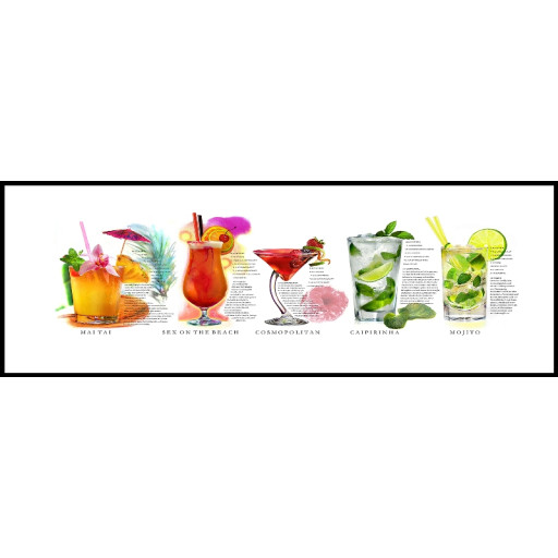Nielsen Gerahmtes Bild „Cocktails“ 95,0 x 33,0 cm